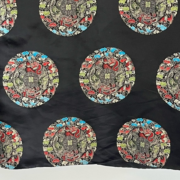 Vintage Asian Embroidered Satin Reversible Open Front Evening Jacket Women L/XL - Picture 9 of 15